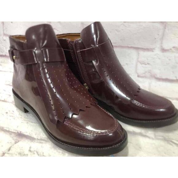 Tory Burch Hyde 40mm Glossy Calf Leather Ankle Booties Size 7.5 W/ Dust Bag IOB - Picture 3 of 12